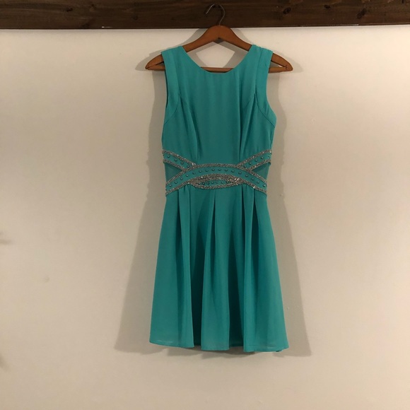 Blue Bedazzled Diamond Studded Dress - Picture 5 of 7